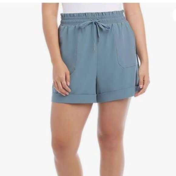 Danskin Ladies' Paperbag Short  4" Inseam, Blue (Stormy Weather)  Size L,(1238) - Picture 1 of 12